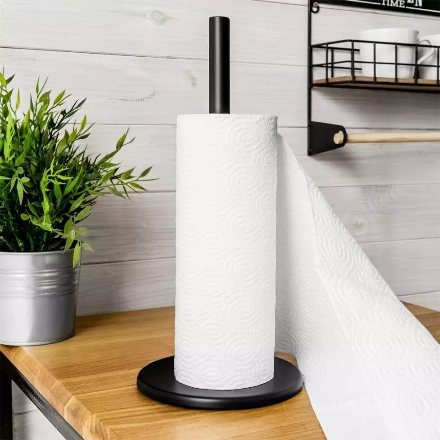 Stojak kuchenny, metalowy, czarny, na ręczniki papierowe, papier, uchwyt na ręcznik papierowy