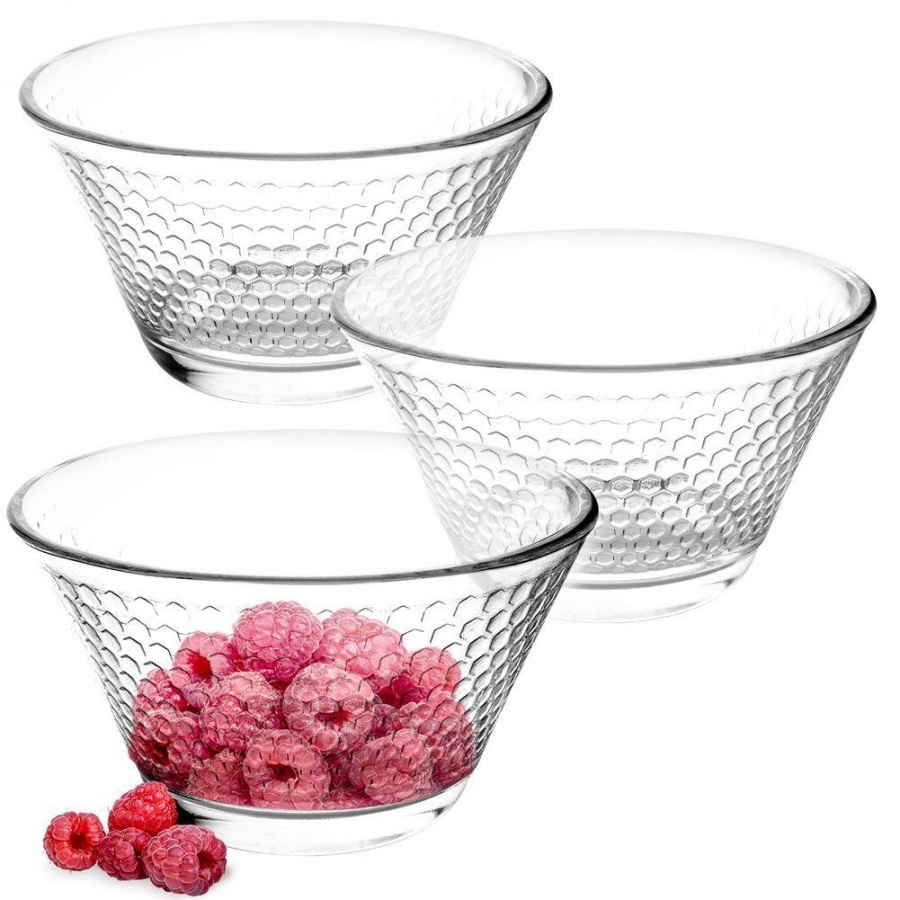 Miska szklana salaterka miseczka okrągła zestaw misek szklanych salaterek 3 szt. 300 ml