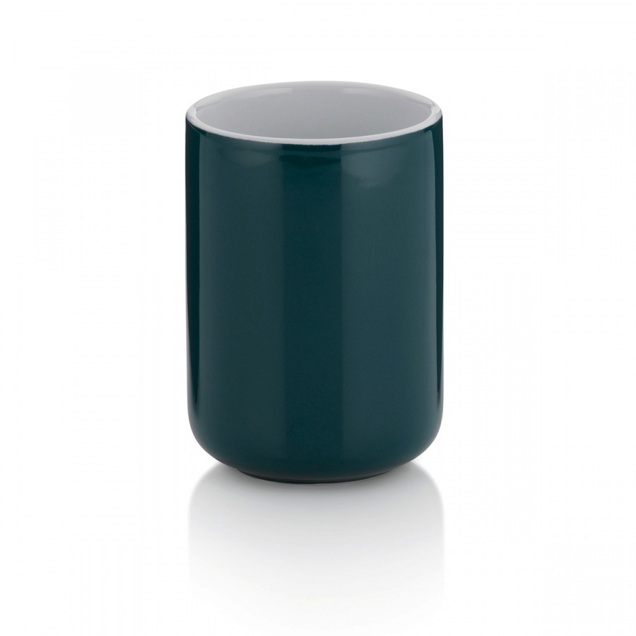 ceramiczy kubek łazienkowy, śred.7,5 cm, wys. 10 cm, ciemnozielony
