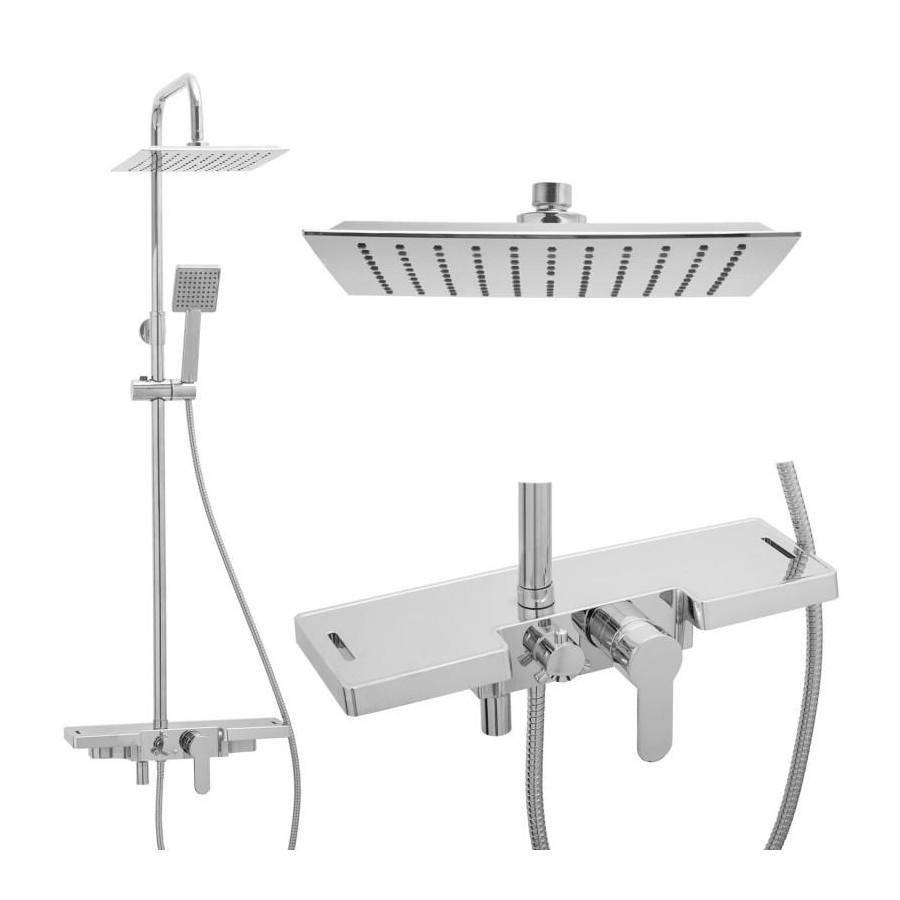 Bateria prysznicowa natryskowa panel slim kwadrat z deszczownicą 25 cm - yoka