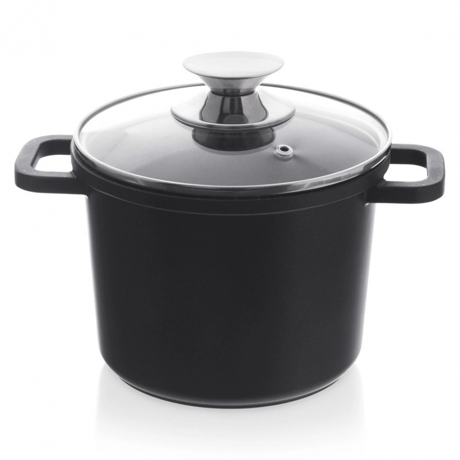 Garnek granitowy ze szklaną pokrywką wysoki grande 2 l