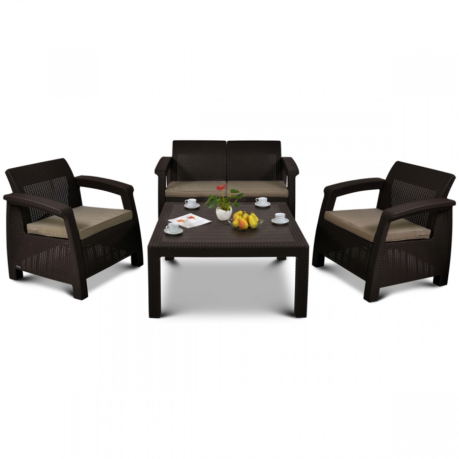 Zestaw mebli ogrodowych Corfu Set Family Curver brąz/taupe