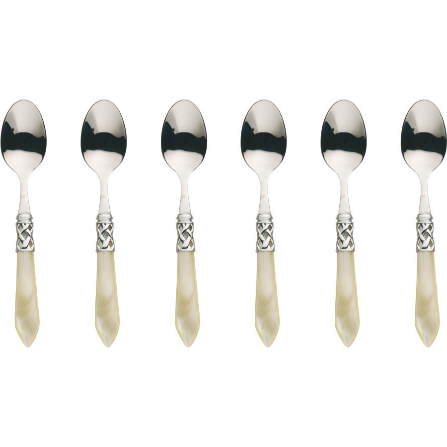 Aladdin - komplet 6 łyżeczek do kawy / kolor perłowa kość słoniowa