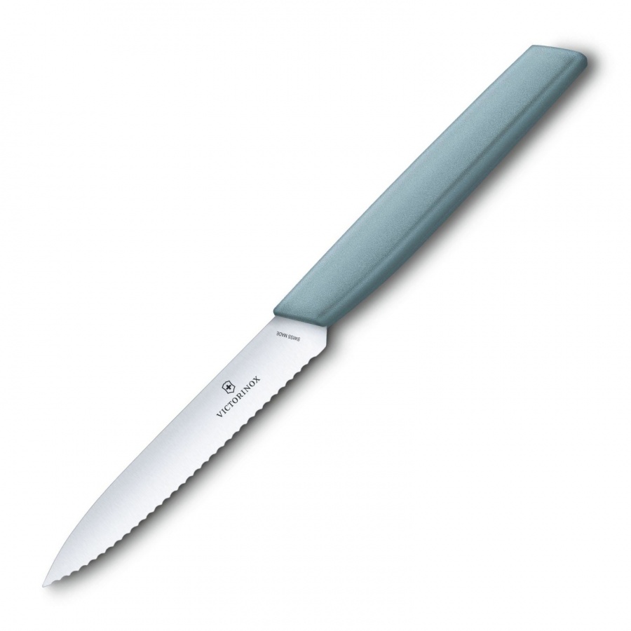 Victorinox - swiss modern - nóż do warzyw i owoców - ząbkowane ostrze - 10 cm - szaro-niebieski