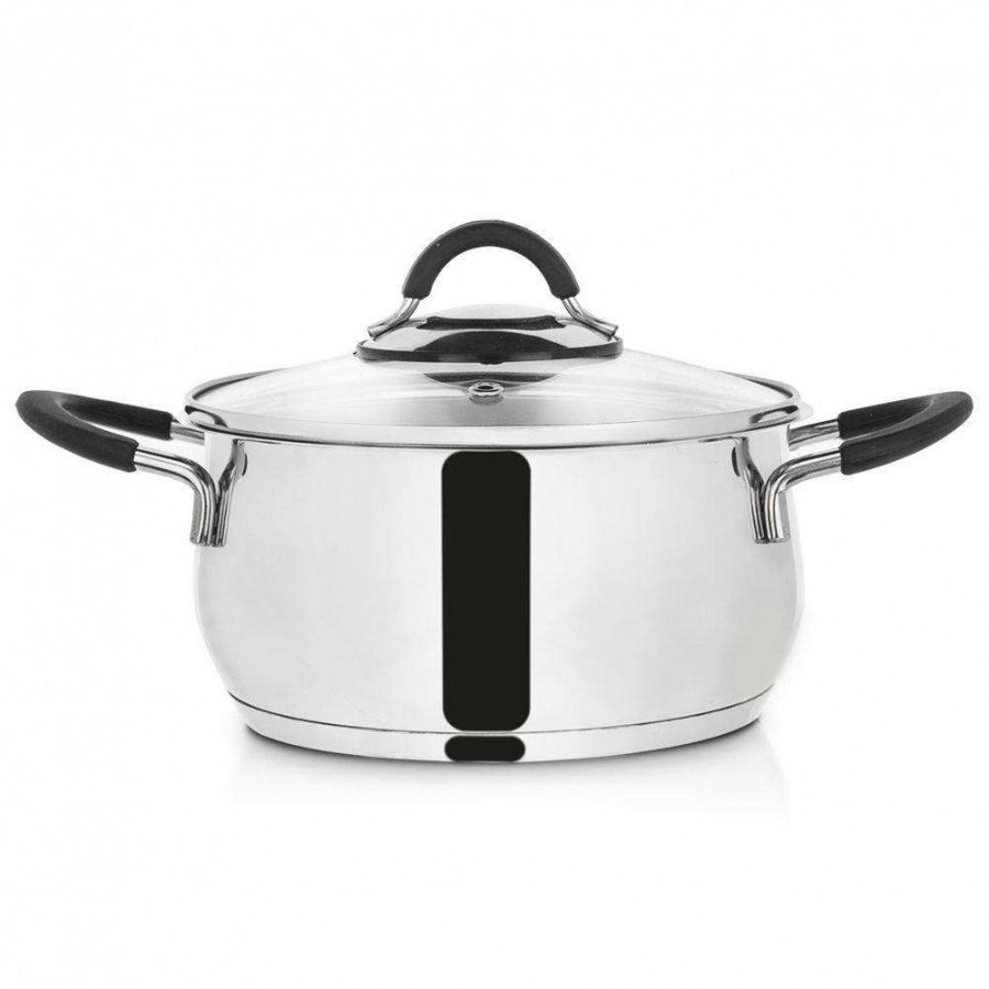 Garnek stalowy DALIE z pokrywką, 18 cm, 2,6 l, gaz, indukcja