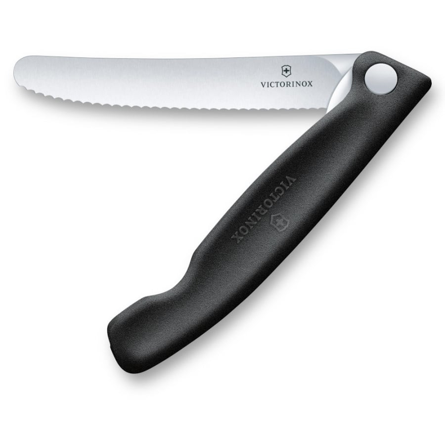 VICTORINOX - Swiss Classic - Składany nóż do warzyw i owoców - Ząbkowane ostrze - 11 cm - Czarny