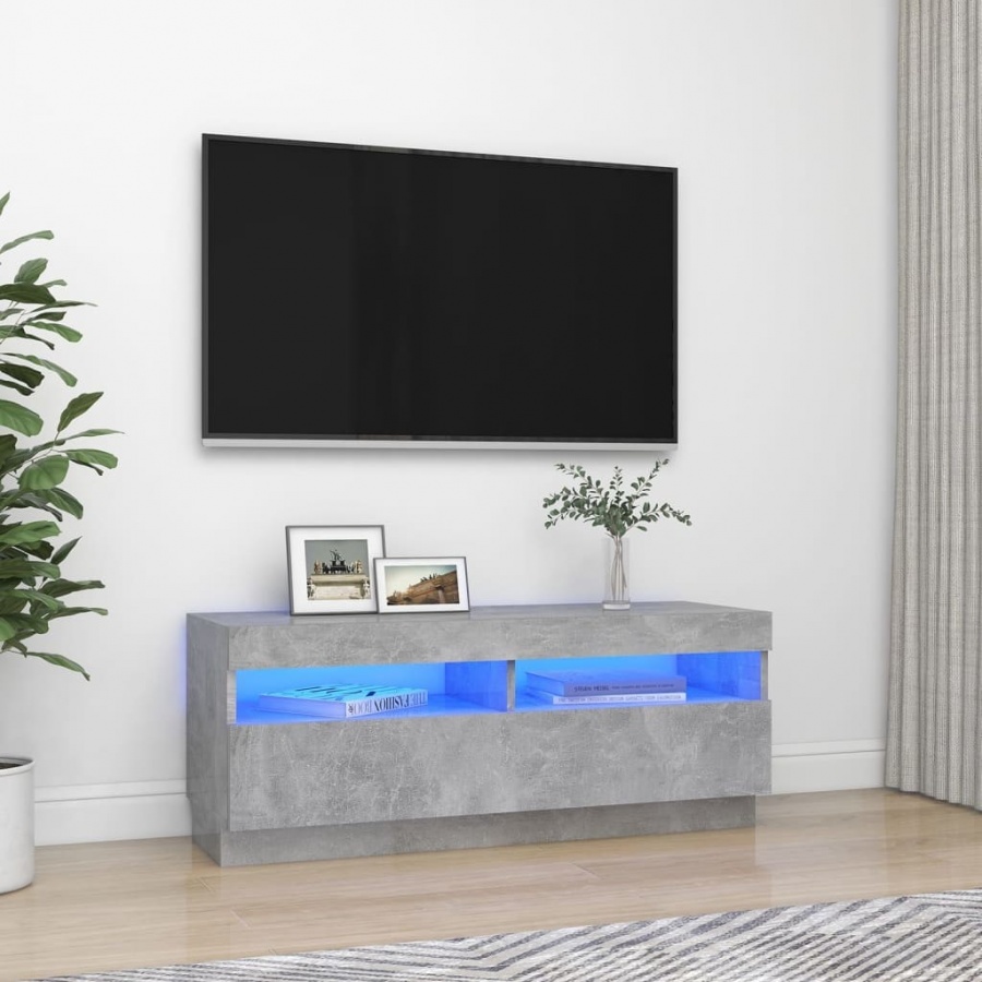 Szafka pod tv z oświetleniem led, szarość betonu, 100x35x40 cm