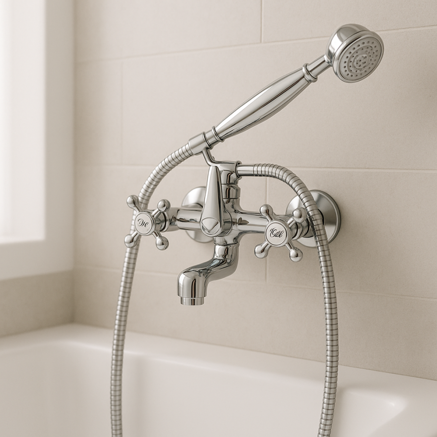 Bateria wannowa ścienna prysznicowa kran chrom retro - yoka