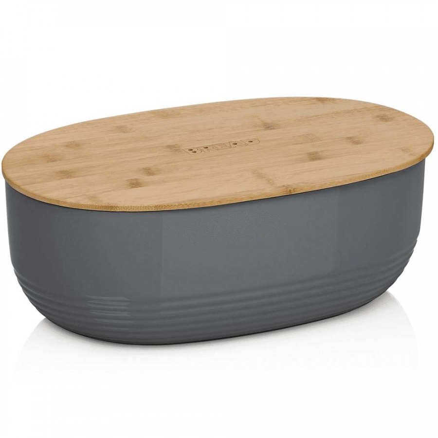 Pojemnik na chleb z bambusową pokrywką ciemnoszary
