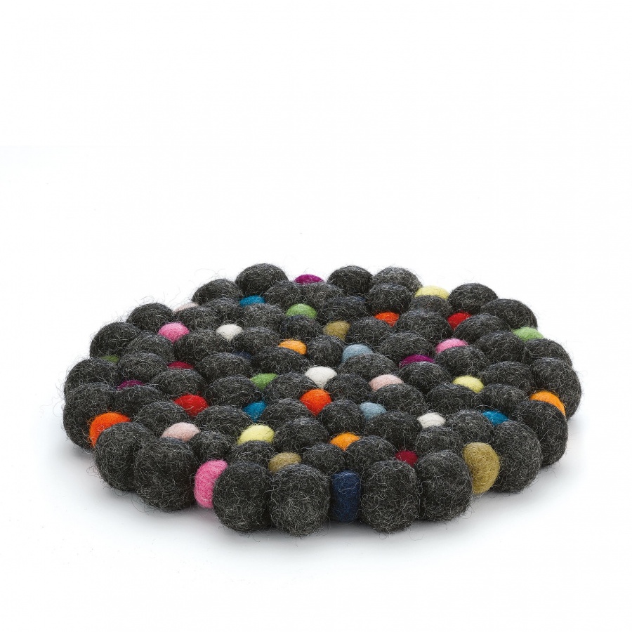 podkładka pod gorące naczynia, śred. 21 cm, owcza wełna, czarna