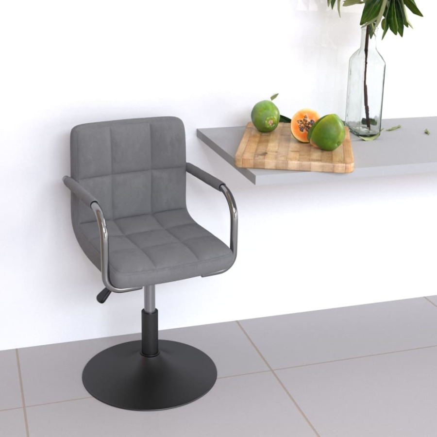 Stołek barowy, jasnoszary, obity aksamitem