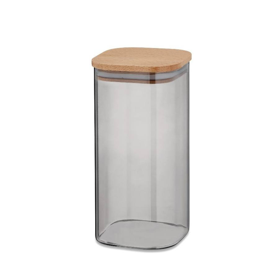 Pojemnik kuchenny, szkło borokrzemowe/drewno bukowe, 10 x 10 x 20 cm, 1,5 l