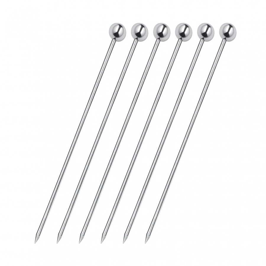 stalowe szpikulce do przekąsek i koktajli, 6 szt., dł. 10,5 cm