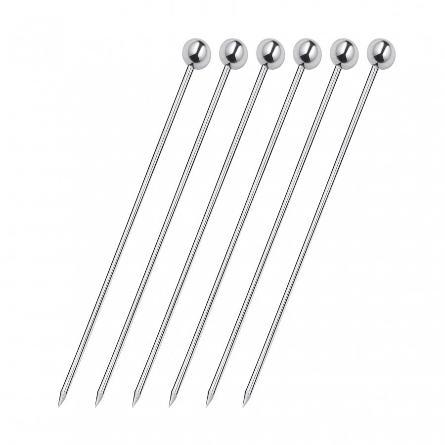 stalowe szpikulce do przekąsek i koktajli, 6 szt., dł. 10,5 cm