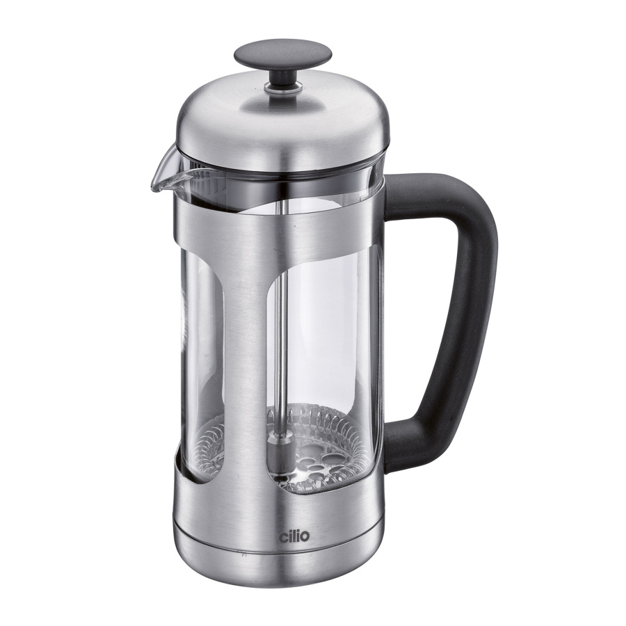 Kafeteria tłokowa, na 3 filiżanki, śred. 7 x 17 cm, 0,35 l, stal nierdzewna/szkło borokrzemowe