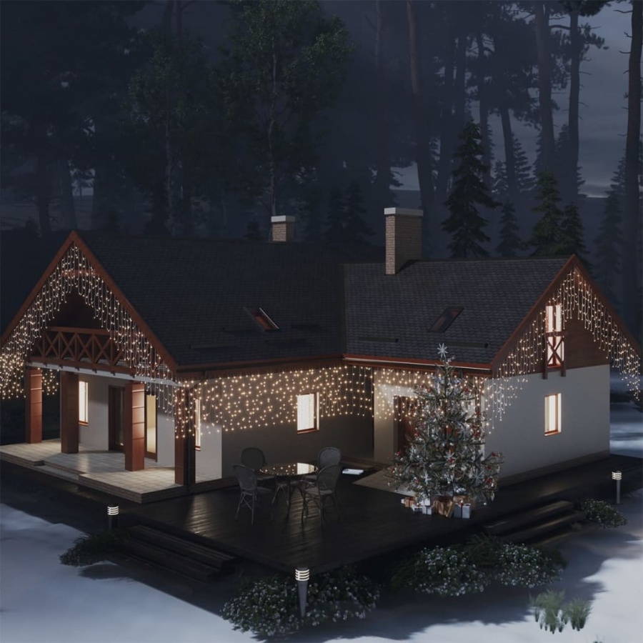 Zasłona świetlnych sopli, 10 m, 400 diod led, ciepła biel