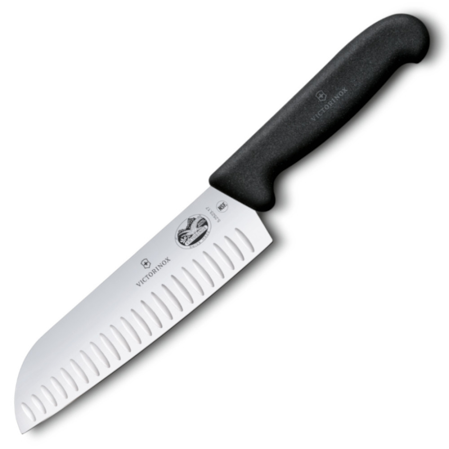 Victorinox - fibrox - nóż santoku ostrze ryflowane - 17 cm - czarny