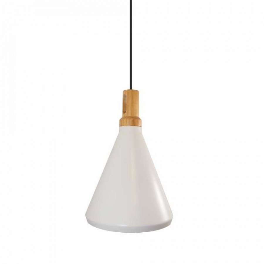 Lampa wisząca nordic woody biało drewniana 25 cm