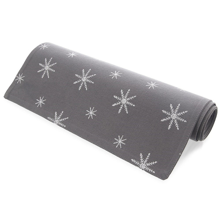 Bieżnik na stół bawełniany szary płatek 130x32 cm