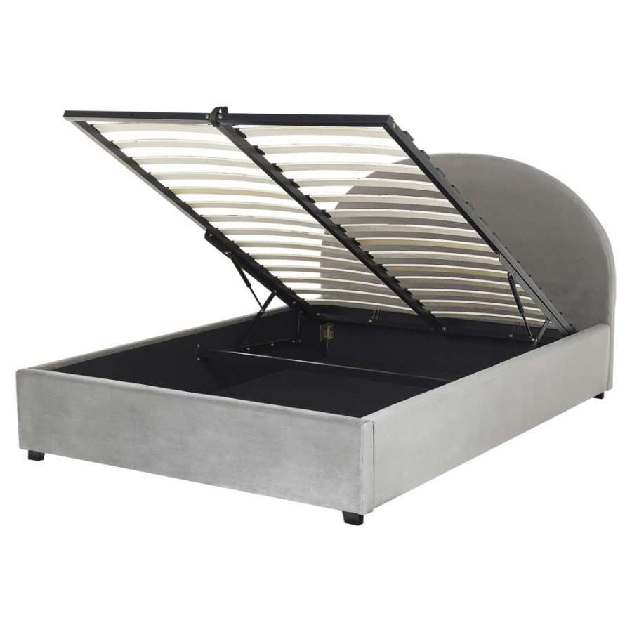 łóżko ze schowkiem vaucluse 160 x 200 cm welur jasnoszary