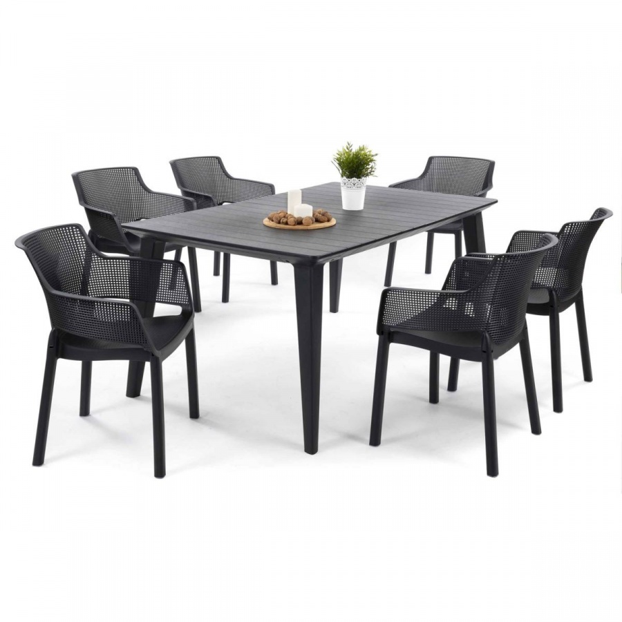 Zestaw mebli ogrodowych elisa/lima 6+1 : kolor - grafit