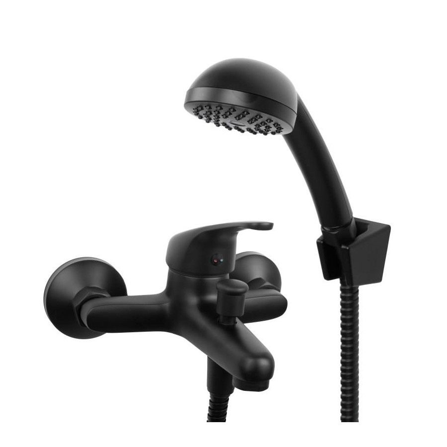 Bateria wannowa ścienna prysznicowa natryskowa czarna- yoka