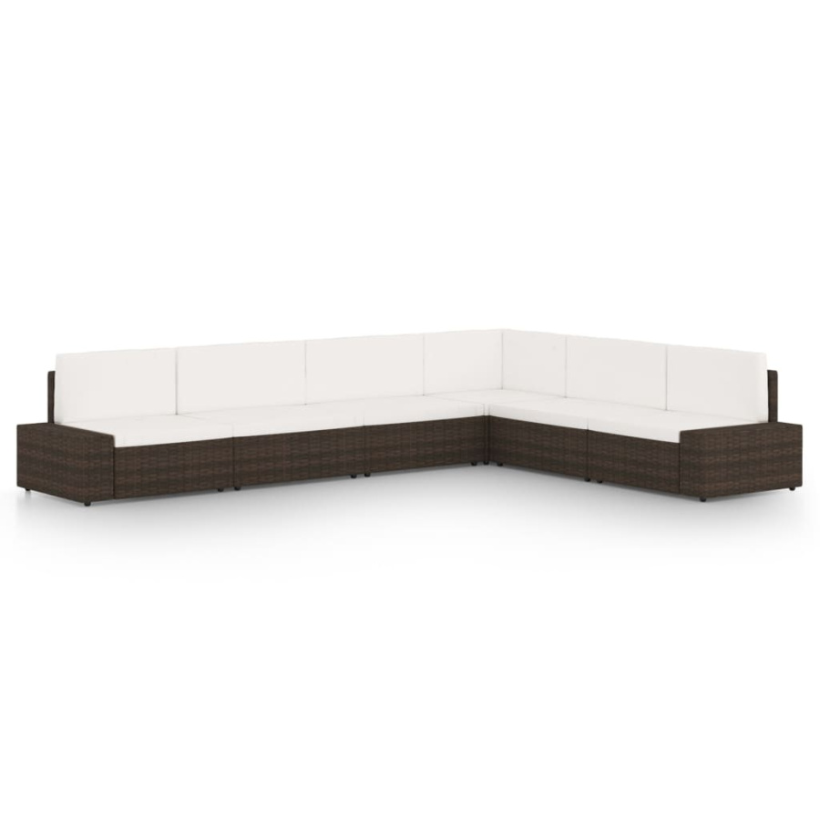 6-cz. ogrodowy zestaw wypoczynkowy, poduszki, rattan pe, brąz