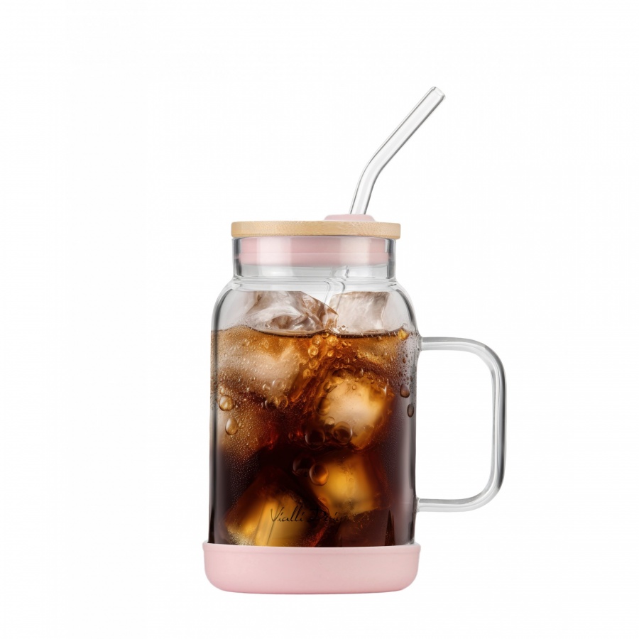 Słoik ze słomką 600 ml różowy fuori 29842