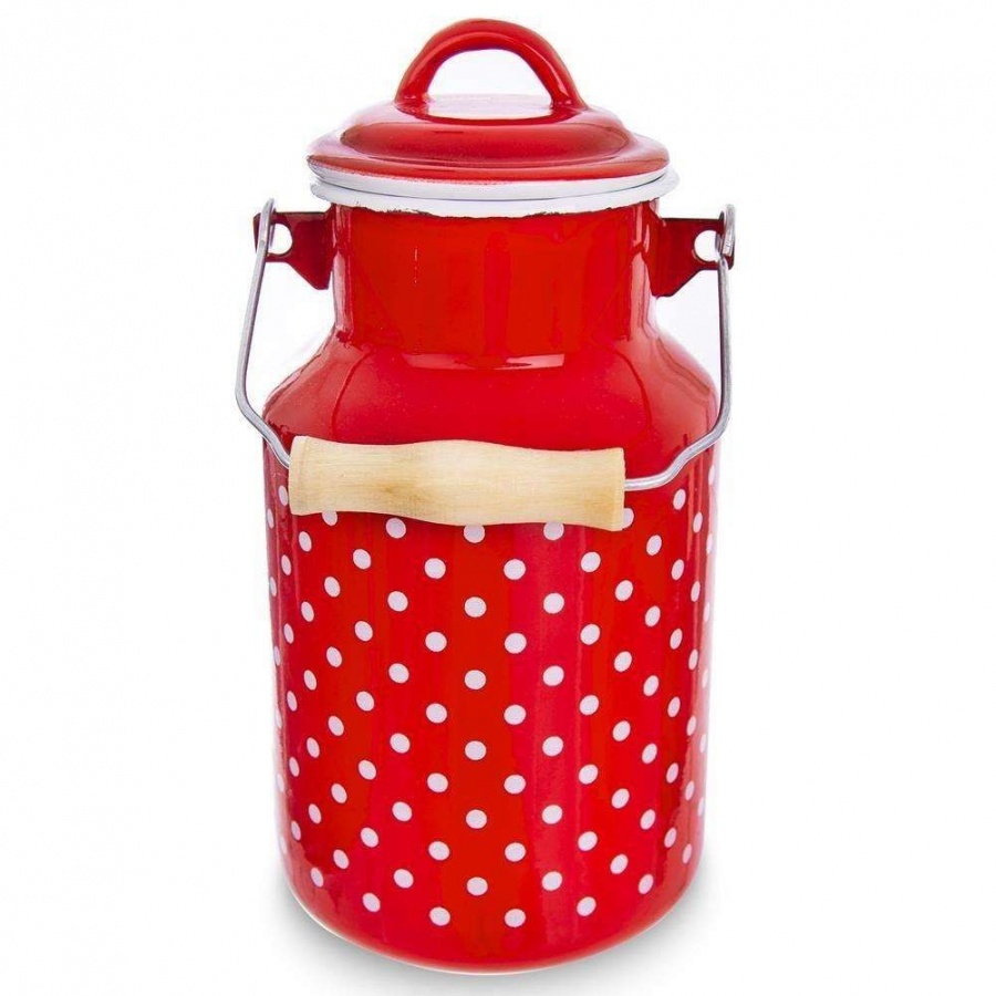 Emaliowana kanka na mleko, bańka do mleka, retro, 2 l