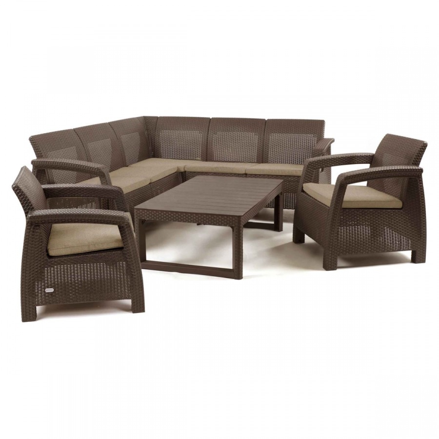 Narożnik na taras corfu relax lyon duo : kolor - brąz/taupe