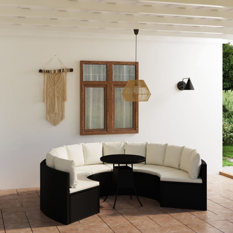 7-częściowa sofa ogrodowa z poduszkami, rattan pe, czarna