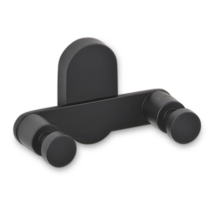 Podwójny haczyk / wieszak łazienkowy, stal nierdzewna 18/10, 10 x 5 x 6 cm, czarny