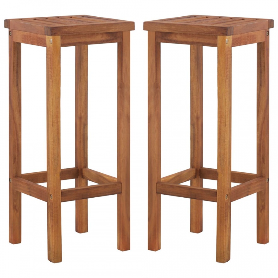 Krzesła barowe ogrodowe 2 szt. lite drewno akacjowe