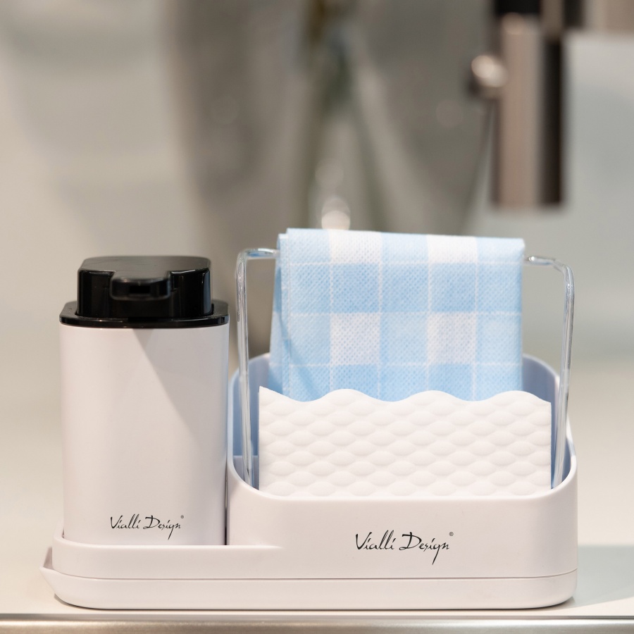 Organizer kuchenny z dozownikiem na płyn Livio Duo biały 8302