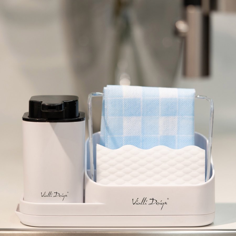 Organizer kuchenny z dozownikiem na płyn Livio Duo biały 8302