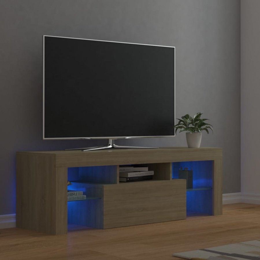 Szafka pod tv z oświetleniem led, dąb sonoma, 120x35x40 cm