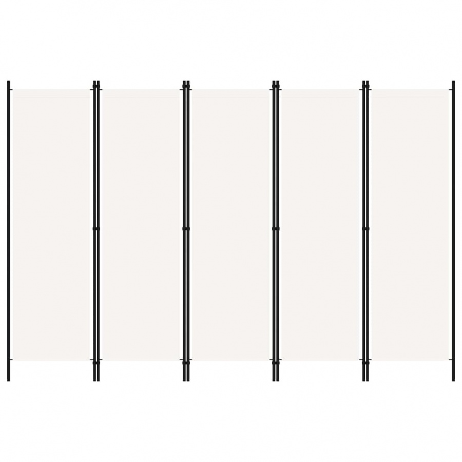 Parawan 5-panelowy, kremowy, 250 x 180 cm