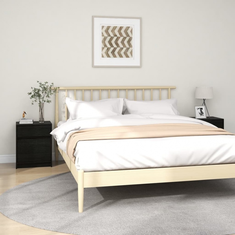 Szafki nocne, 2 szt., czarne, 40x31x50 cm, lite drewno sosnowe