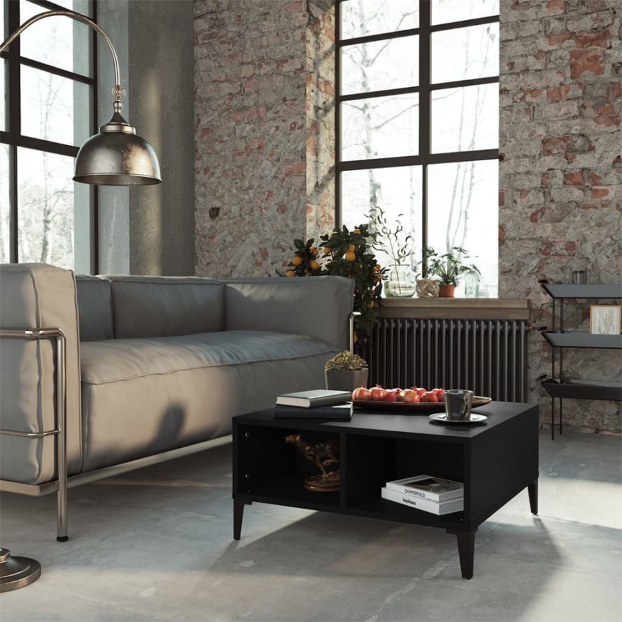 Stolik kawowy, czarny, 60x60x30 cm, płyta wiórowa