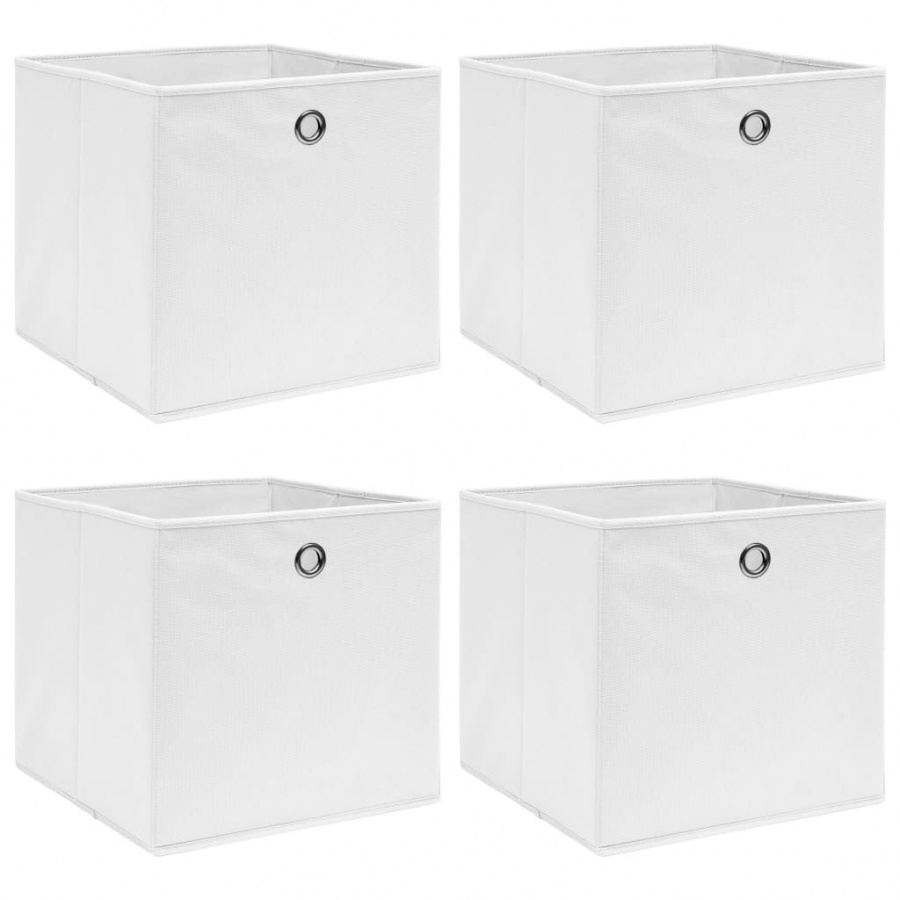 Pudełka, 4 szt., białe, 32x32x32 cm, tkanina