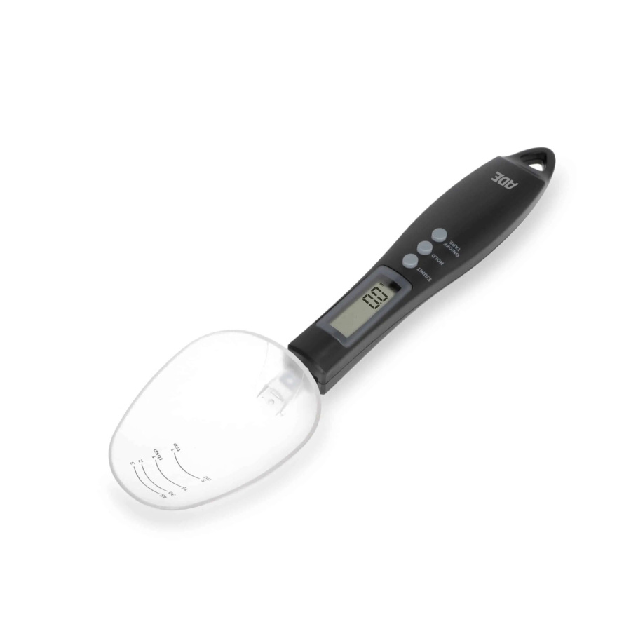 łyżka-miarka z wagą, do 300 g, 25 cm, czarna