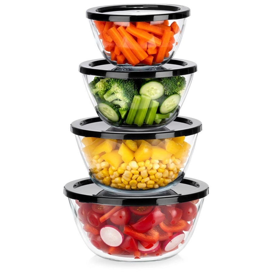 Miska szklana z pokrywką 750 ml / 1 l / 1,5 l / 2 l 4 szt.