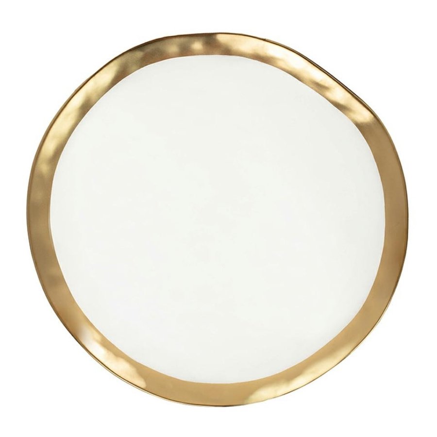 Kare talerz bell 38 cm biało-złoty