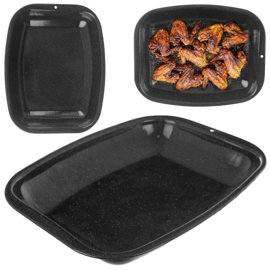 Blacha emaliowana forma do pieczenia ciastek deserów warzyw mięsa 26,5x20,5x4 cm