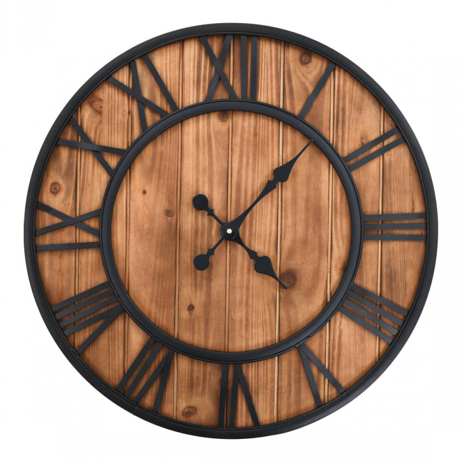 Zegar z mechanizmem kwarcowym, drewno i metal, 60 cm, XXL