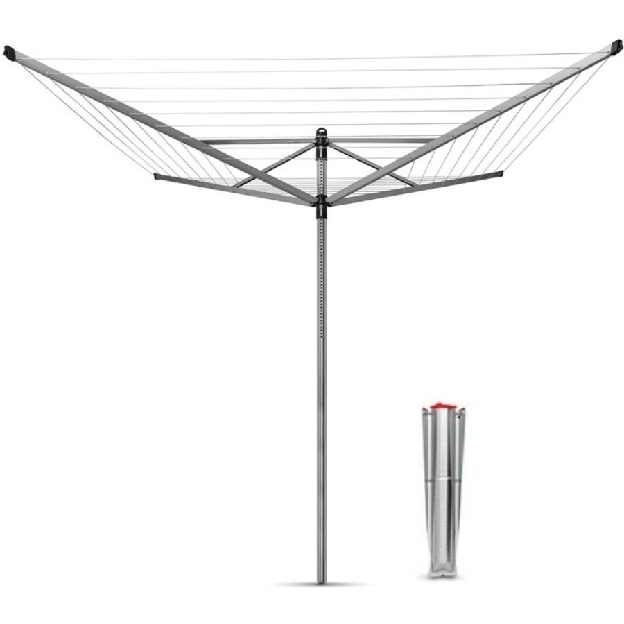 Suszarka ogrodowa z mocowaniem do gruntu 200x11x16cm Brabantia Lift o Matic srebrna