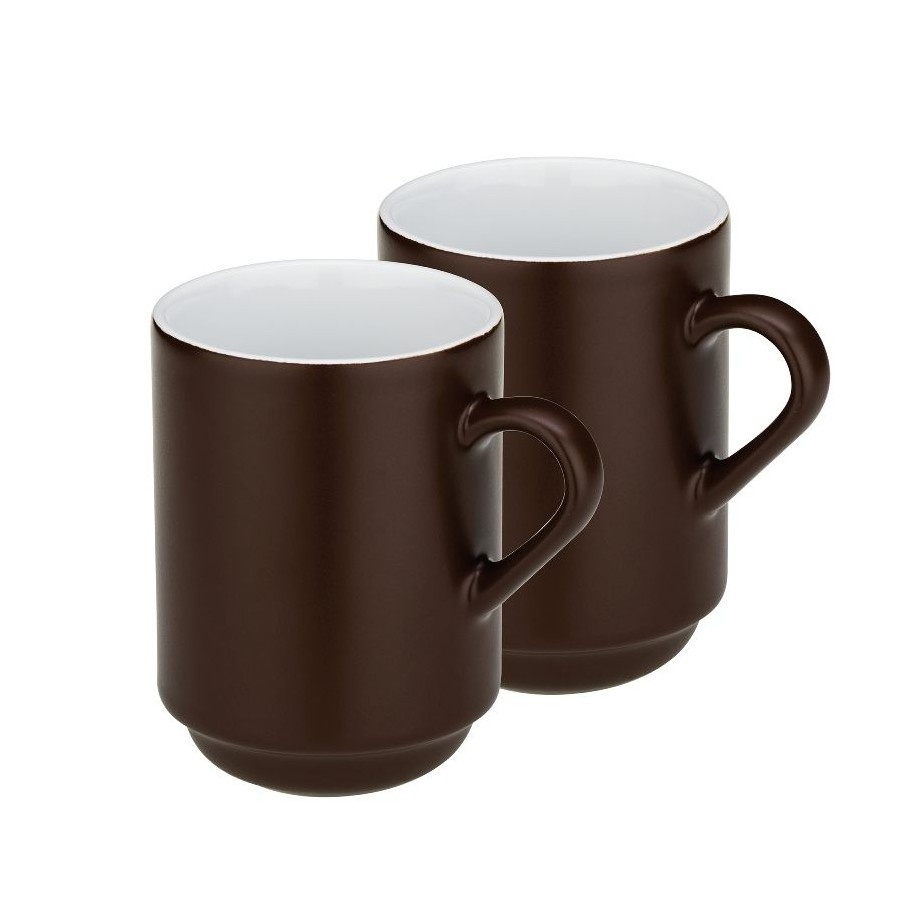 Kubki, 2 szt., ceramika, 0,3 l, śred. 7,5 x 11 cm, brązowe