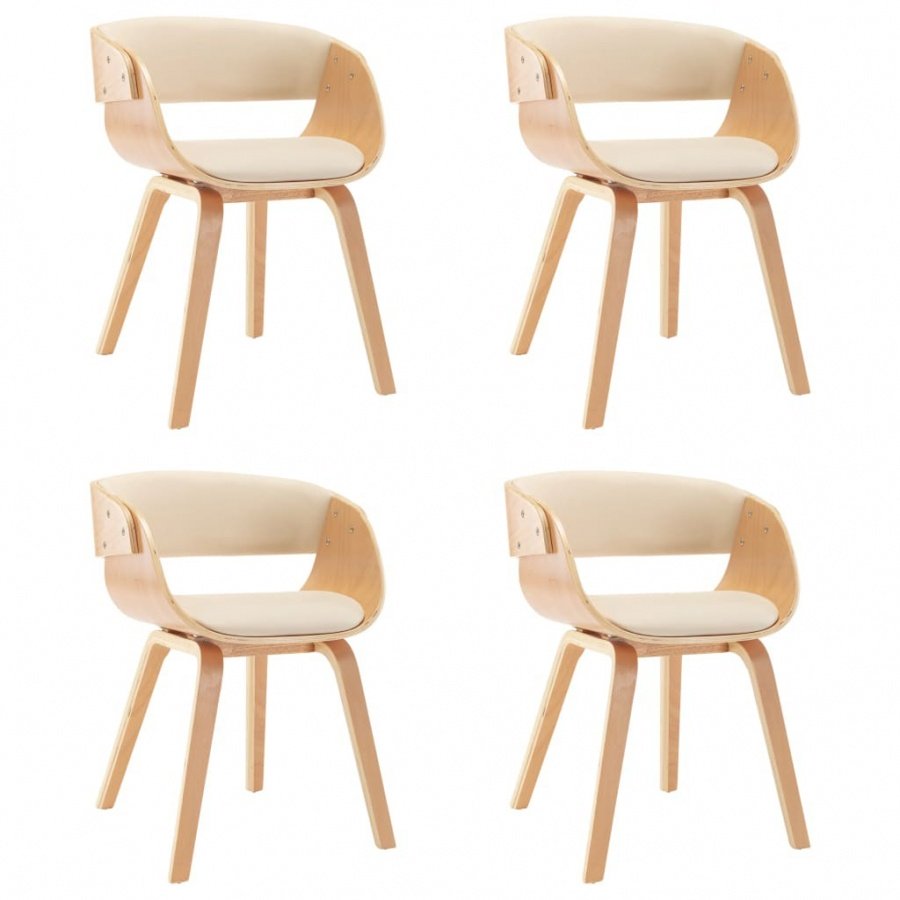 Krzesła do jadalni 4 szt. kremowe gięte drewno i ekoskóra