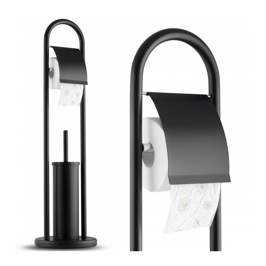 Stojak na szczotkę WC uchwyt na papier czarny loft - Yoka