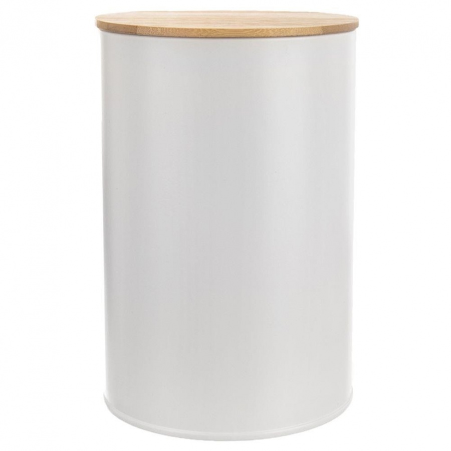 Pojemnik metalowy kuchenny z uszczelką puszka z pokrywką na produkty sypkie biały whiteline 800 ml